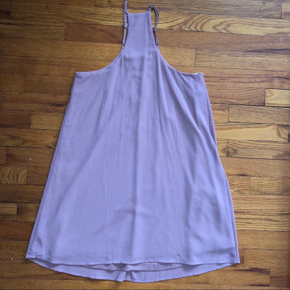 Purple Flowy Lace Neck Dress